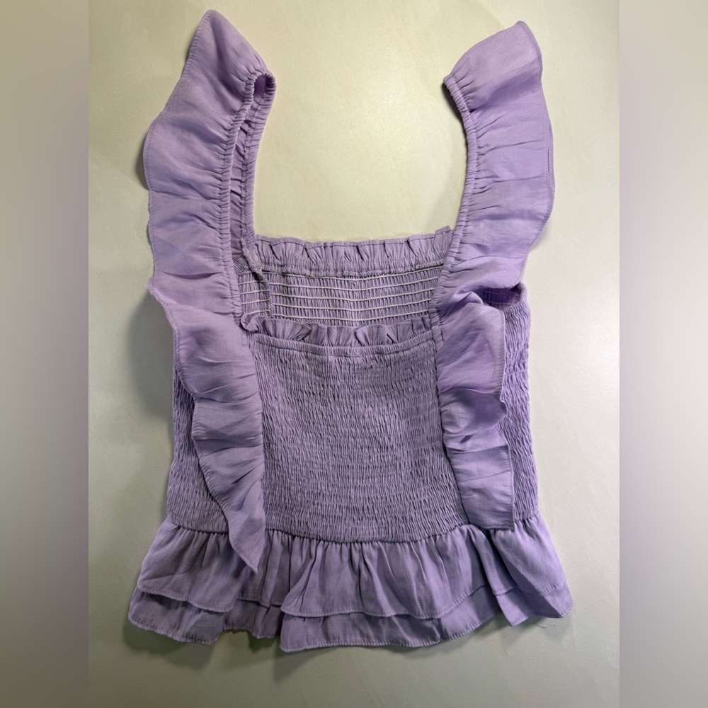 The Impeccable Pig Smocked Ruffle Tank Top‎ – Lavender – Size Small